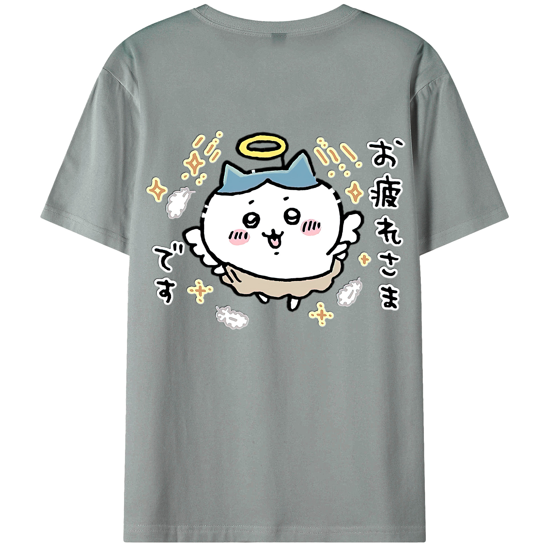 （画像用） ちいかわ ハチワレ Chii-kawa hachiware 綿100％ メンズ半袖Tシャツ（バックプリント） 通気性